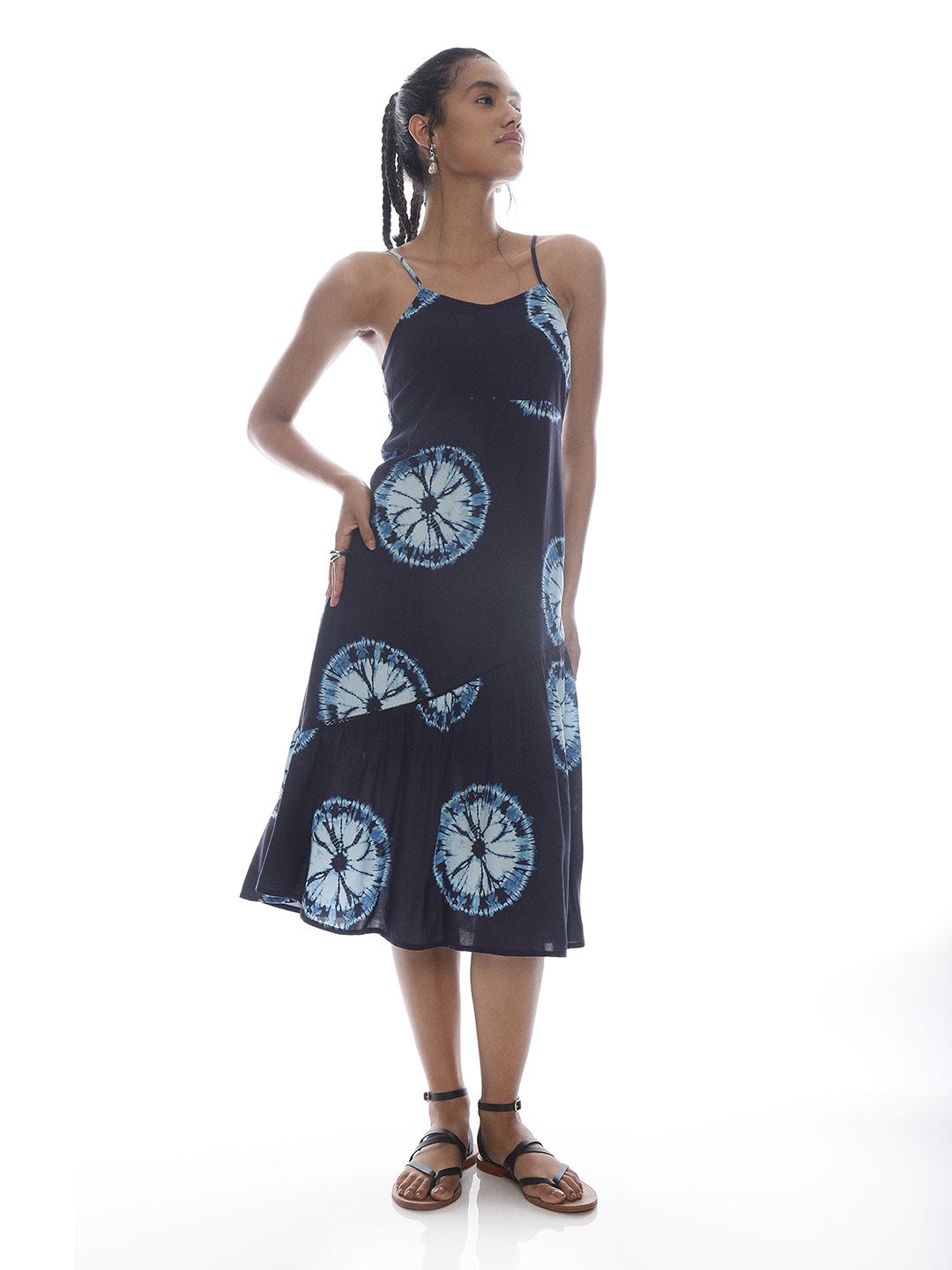 

H&M Printed Ruched Dress, Blue