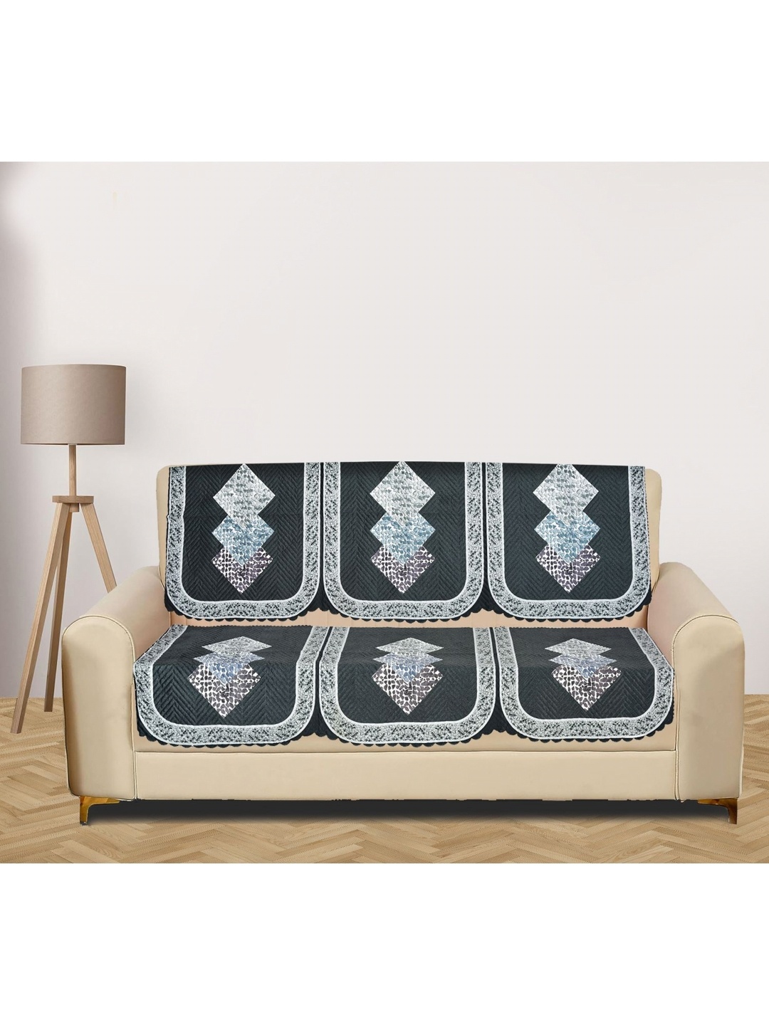 

RRC Grey Printed 3 Seater Velvet Sofa Cover