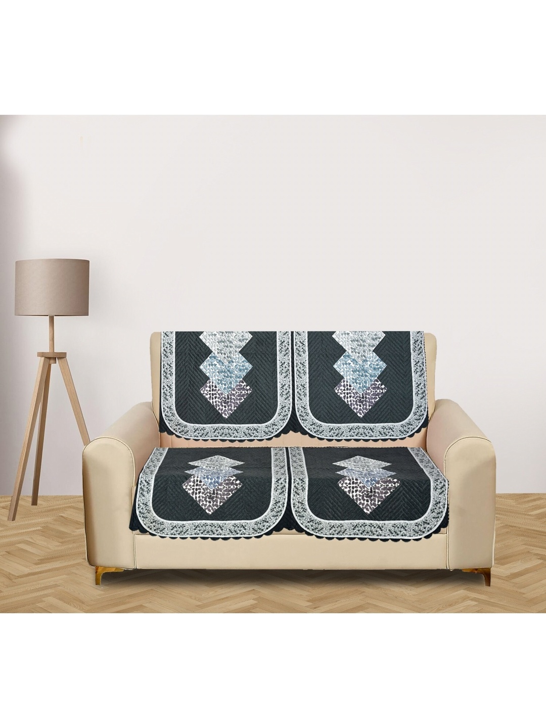 

RRC Grey 4 Pieces Printed 2 Seater Velvet Sofa Cover