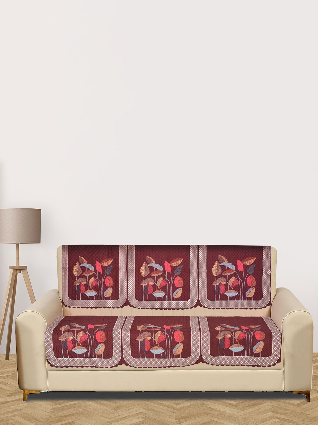 

RRC Red 6 Pieces Printed Velvet 3 Seater Sofa Cover
