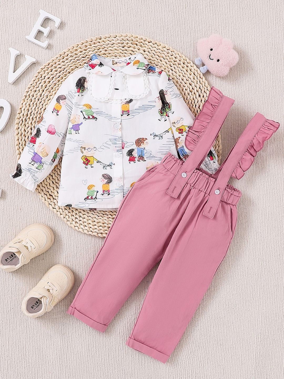 

StyleCast Girls Pink & White Printed Shirt with Trousers