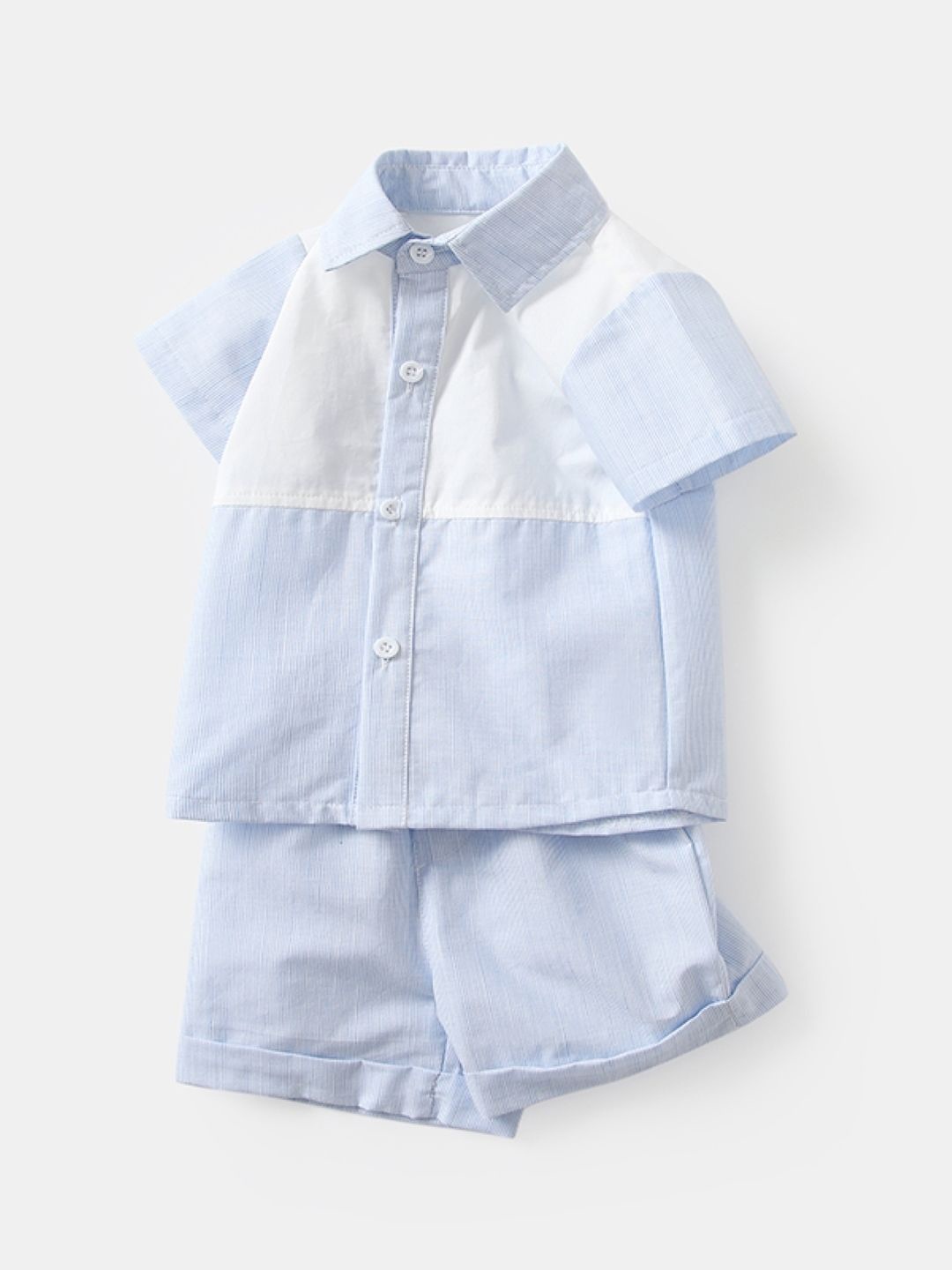 

StyleCast Boys Blue & White Colourblocked Pure Cotton Shirt with Shorts