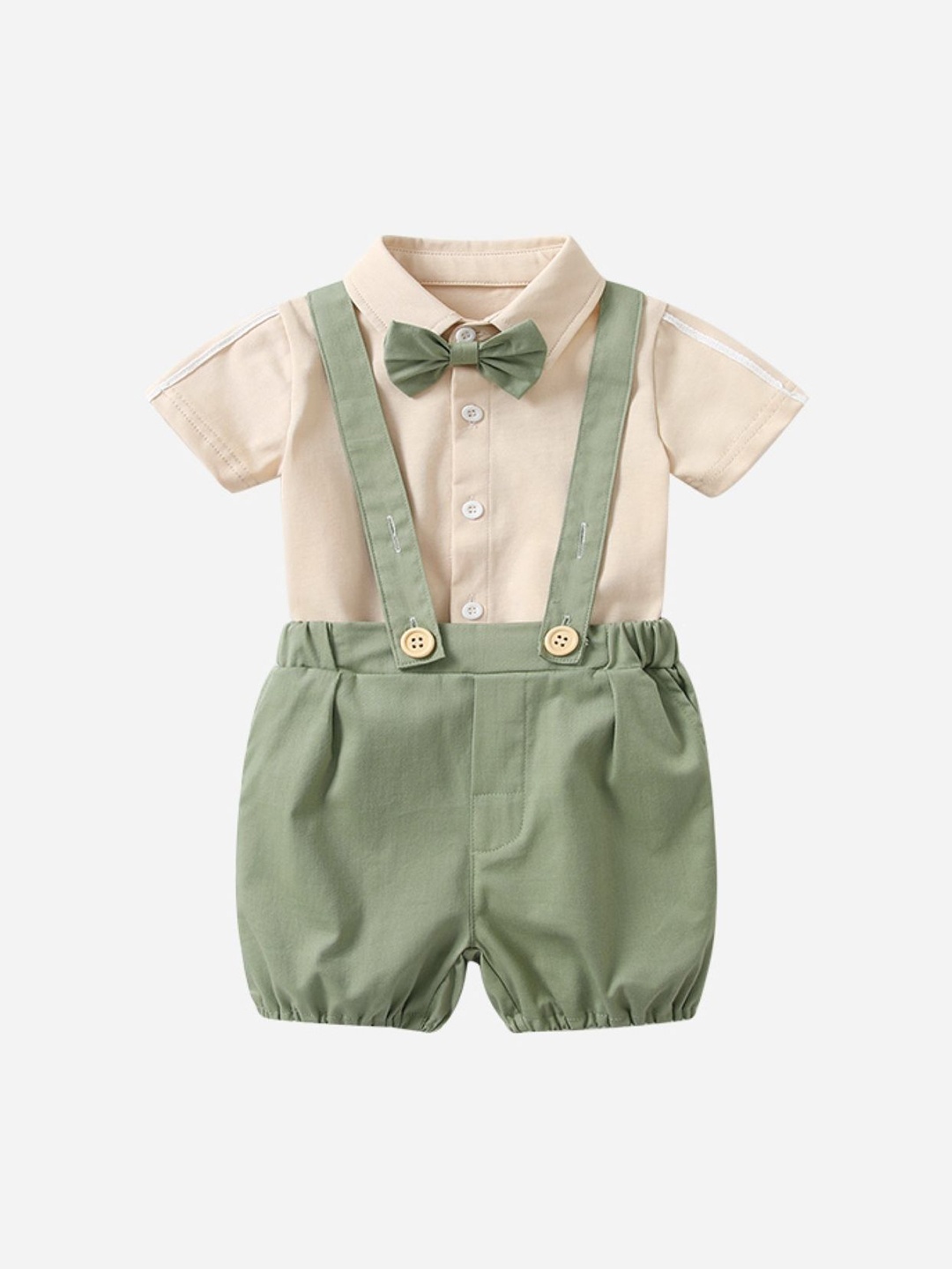 

StyleCast Boys Cotton Shirt with Dungarees, Green