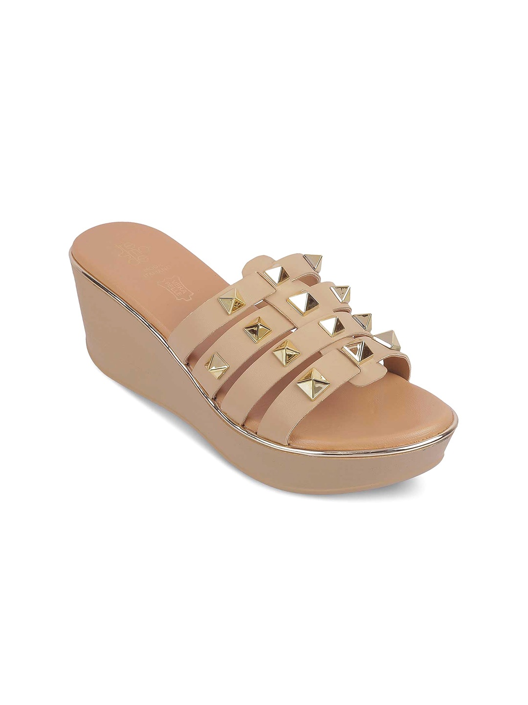 

Tresmode Embellished Open Toe Wedge Heel Sandals, Beige