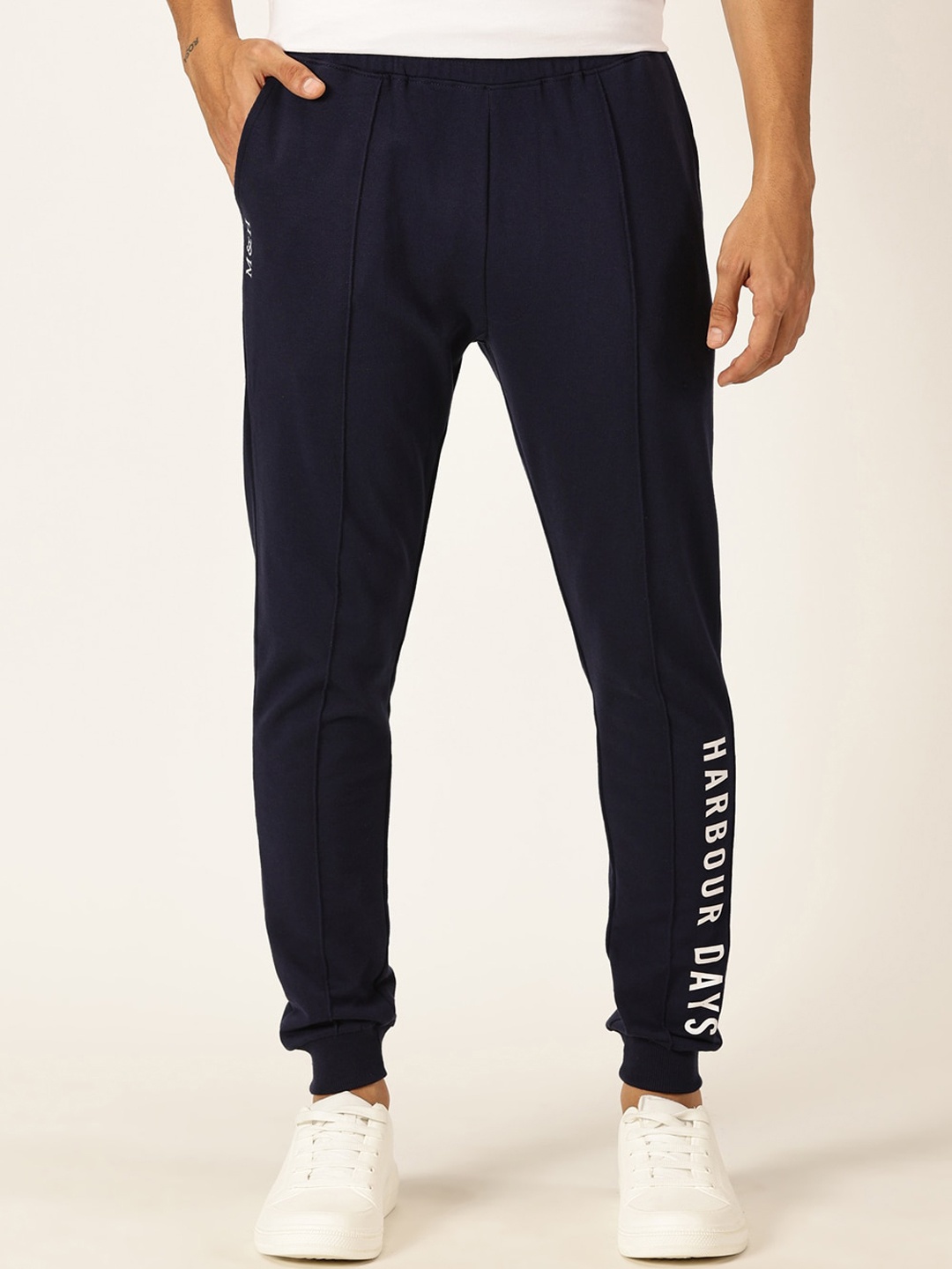 

Mast & Harbour Men Smart Slim Fit Cotton Joggers, Navy blue