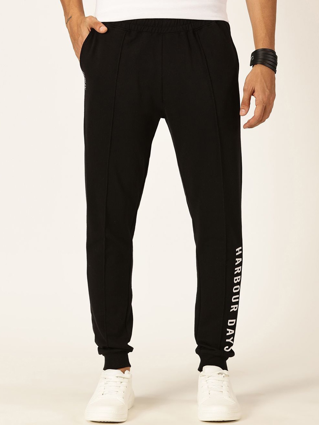 

Mast & Harbour Men Smart Slim Fit Cotton Joggers, Black