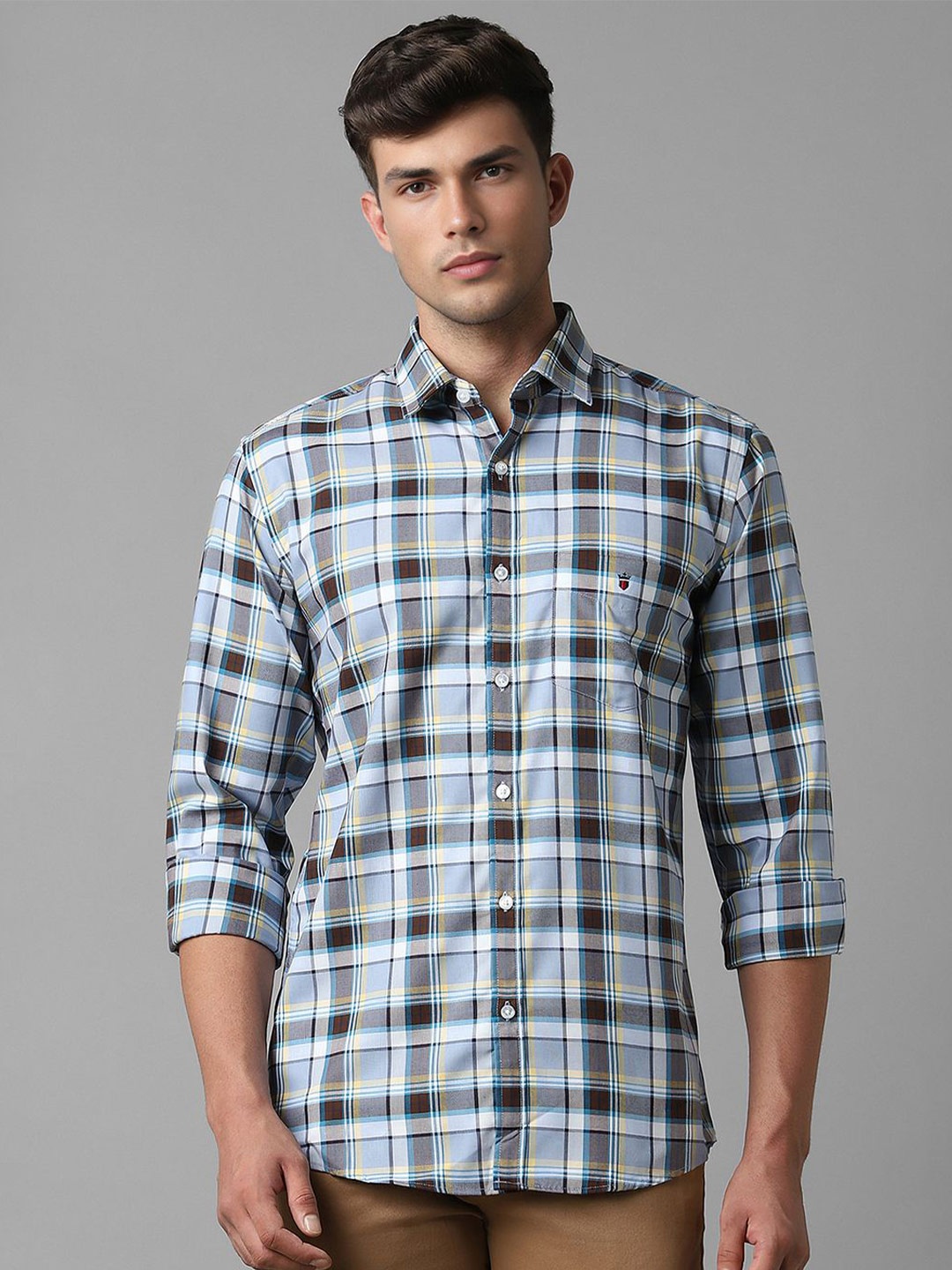 

Louis Philippe Sport Slim Fit Tartan Checks Pure Cotton Casual Shirt, Blue