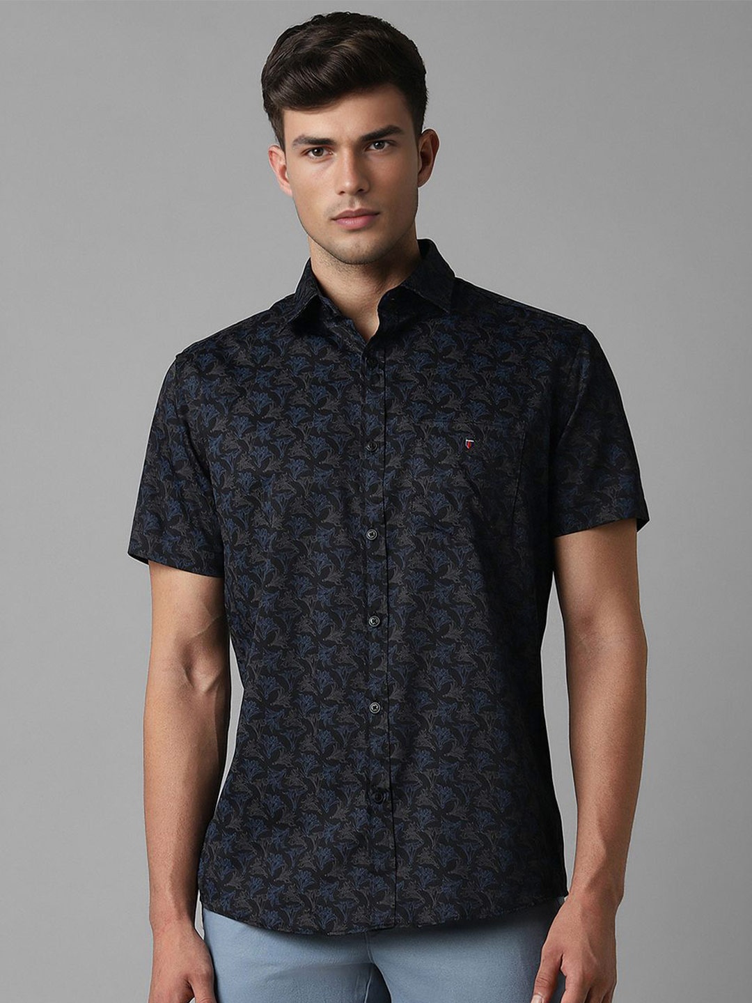 

Louis Philippe Sport Slim Fit Floral Printed Cotton Casual Shirt, Black