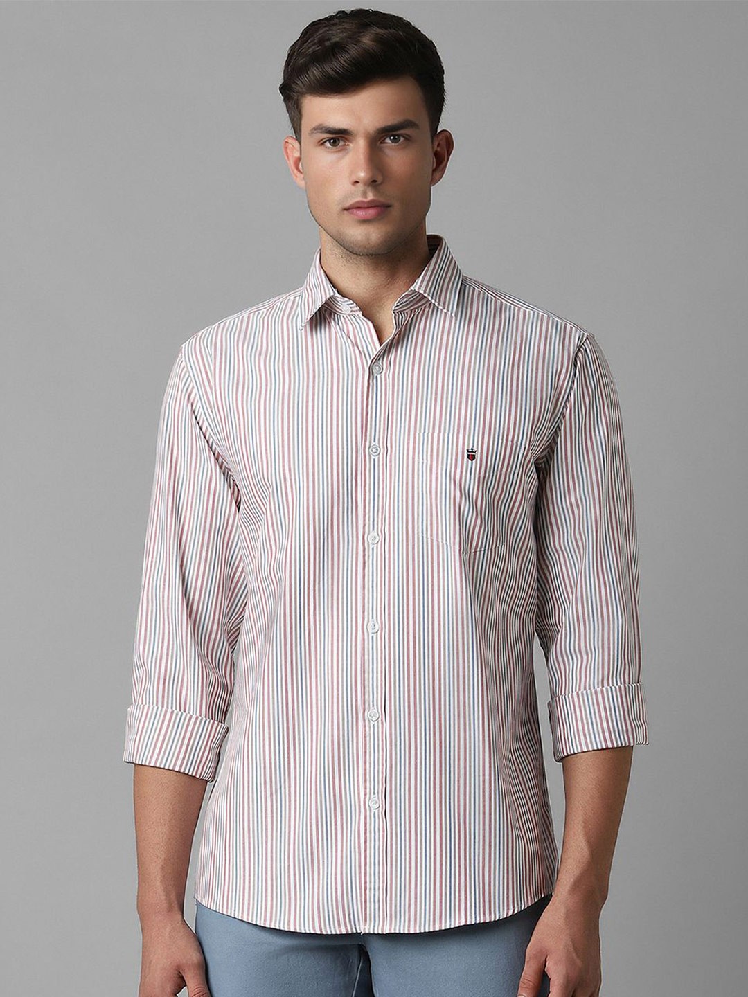 

Louis Philippe Sport Slim Fit Striped Cotton Casual Shirt, White