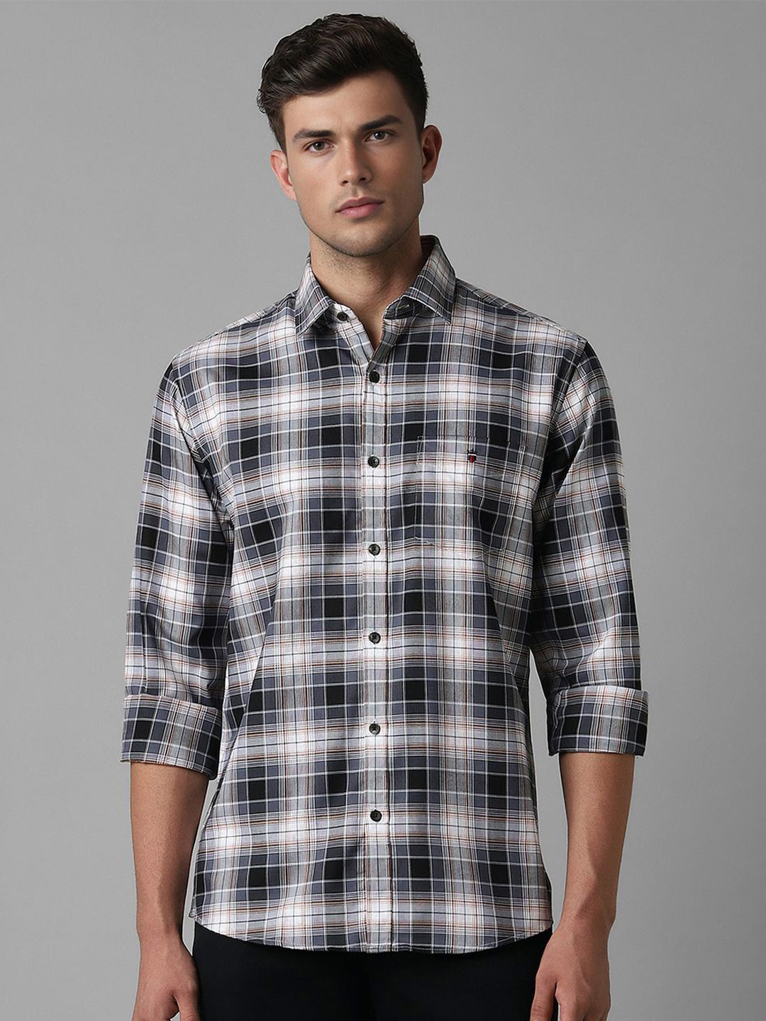 

Louis Philippe Sport Slim Fit Checked Cotton Casual Shirt, Black