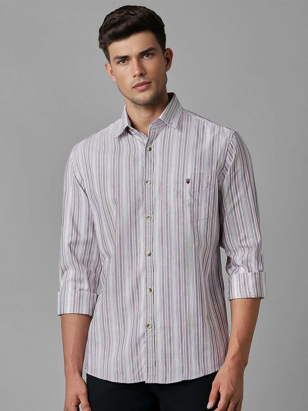 

Louis Philippe Sport Slim Fit Striped Cotton Casual Shirt, Grey