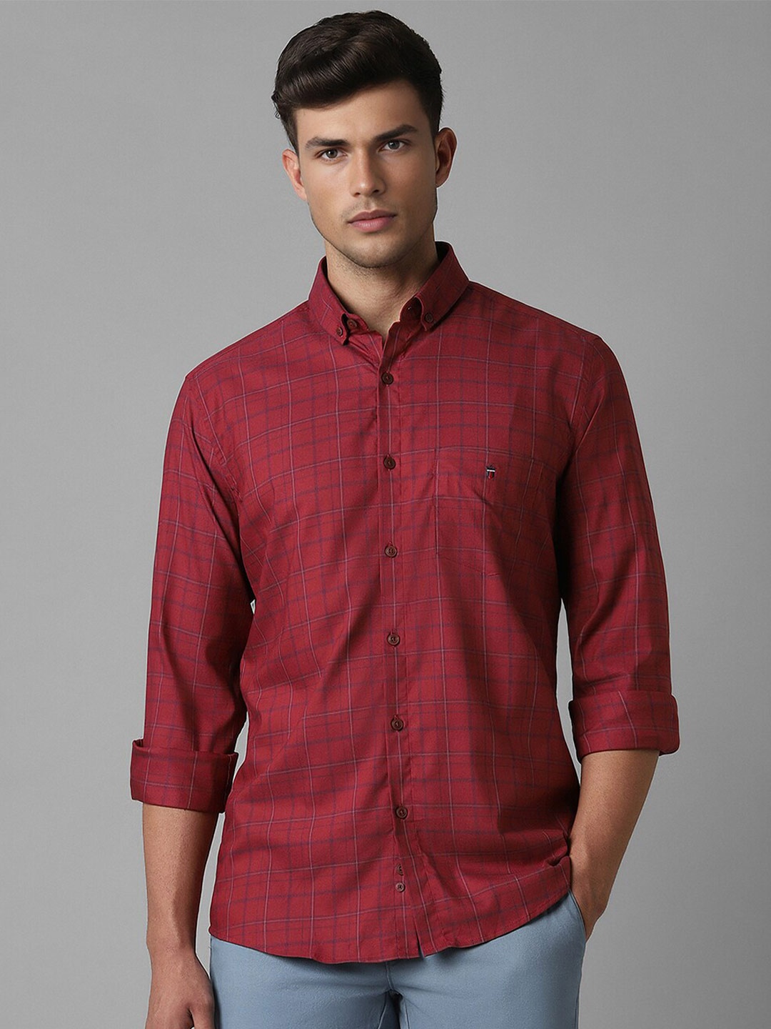 

Louis Philippe Sport Slim Fit Button-Down Collar Casual Shirt, Maroon