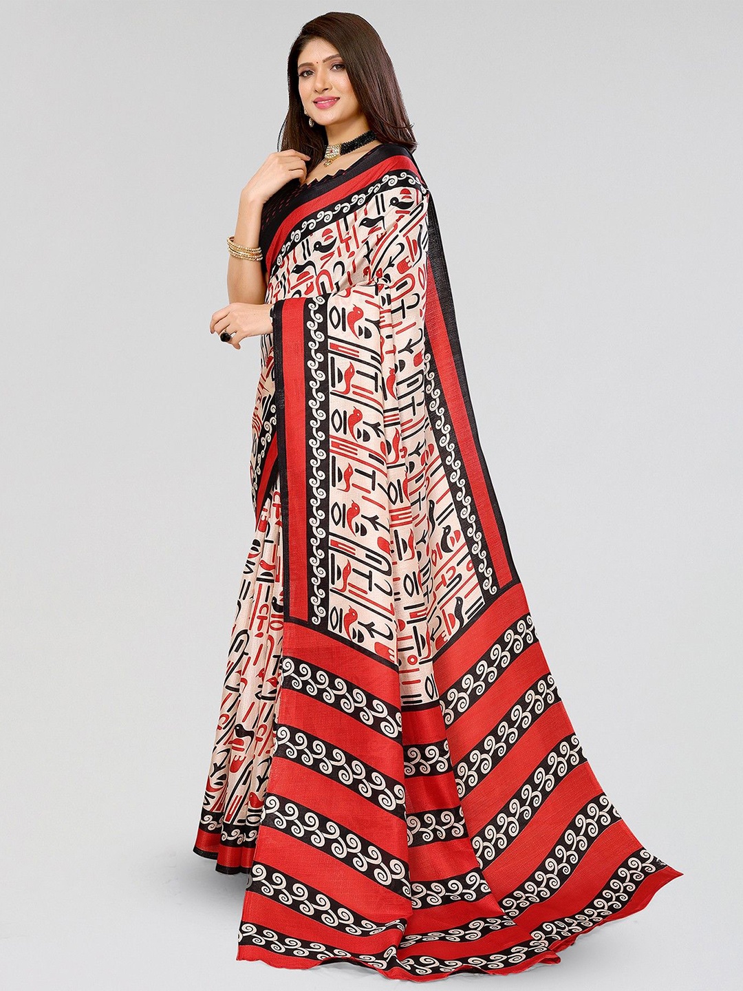 

KALINI Ethnic Motifs Art Silk Saree, Red