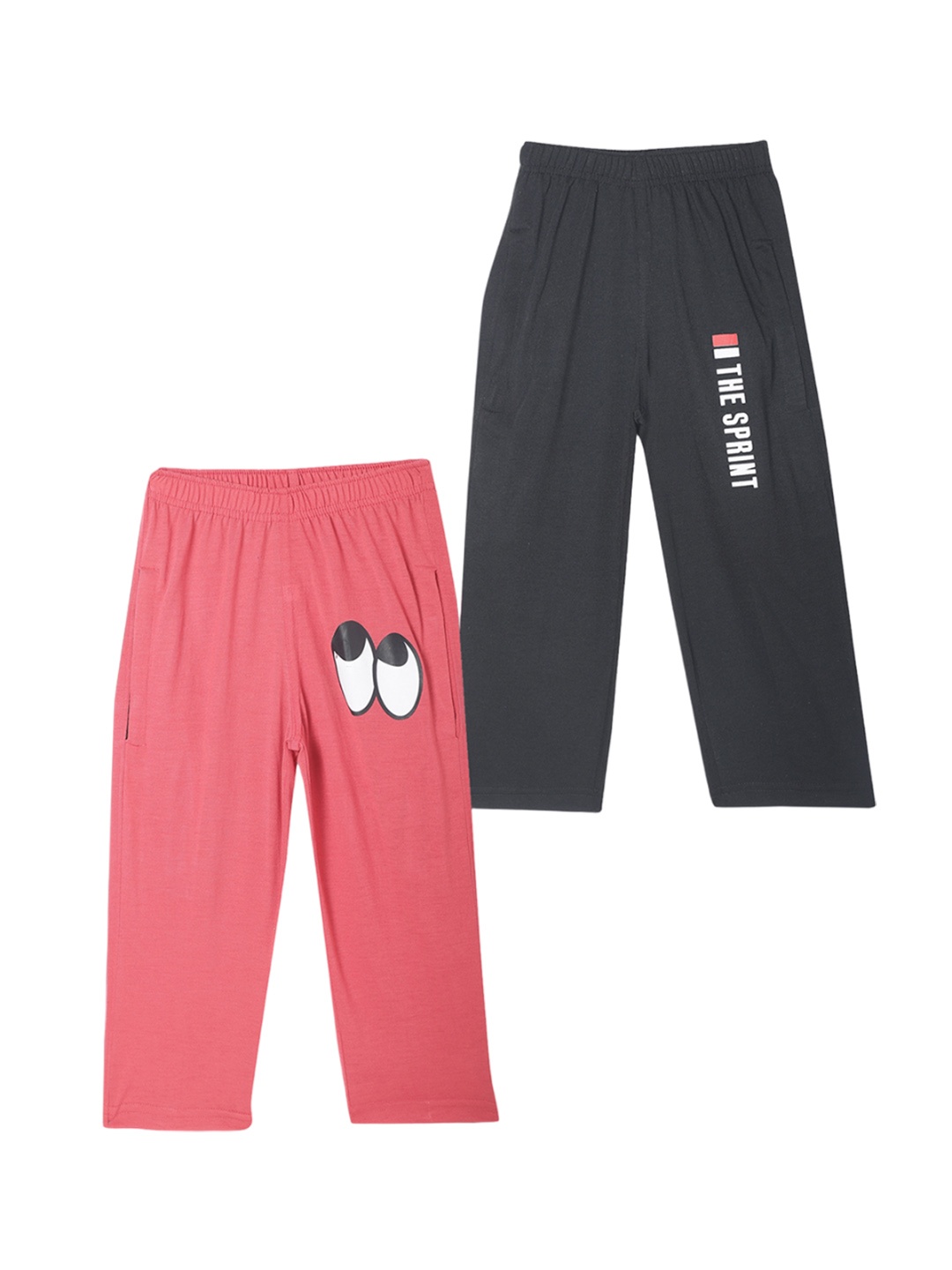 

VIMAL JONNEY Pack Of 2 Kids Printed Mid Rise Track Pants, Coral