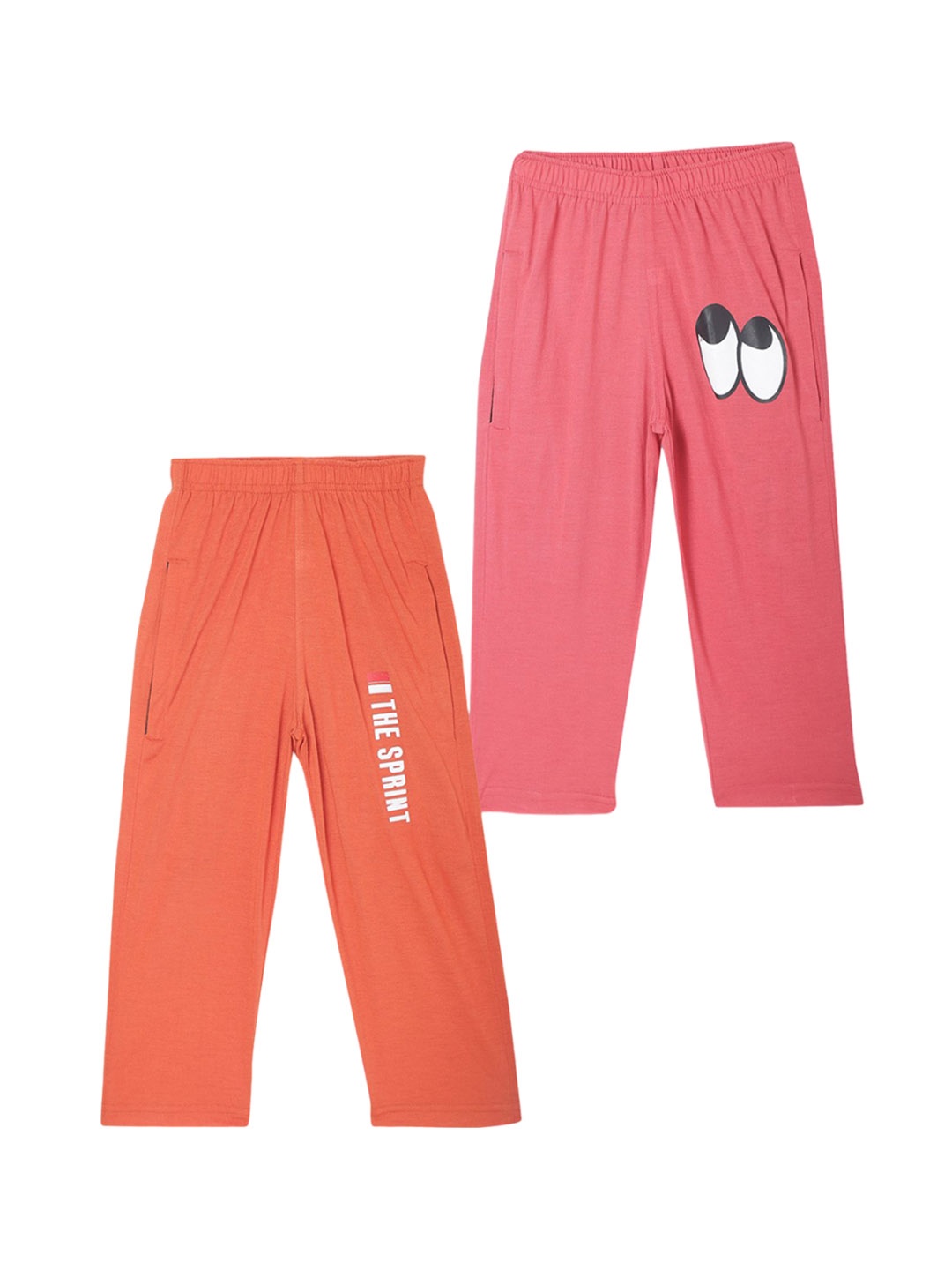 

VIMAL JONNEY Pack Of 2 Kids Printed Mid Rise Track Pants, Orange