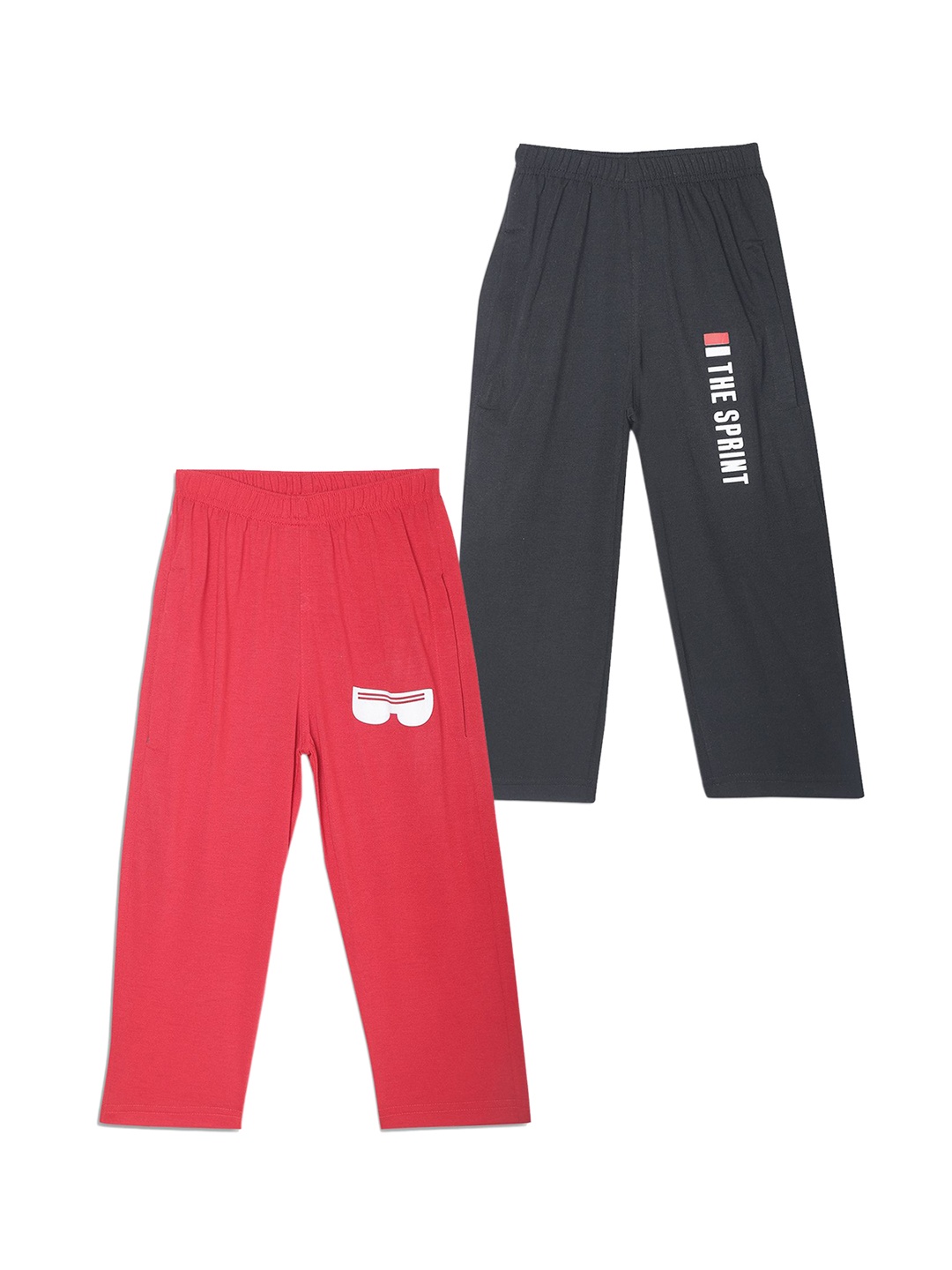 

VIMAL JONNEY Pack Of 2 Kids Printed Mid Rise Track Pants, Pink