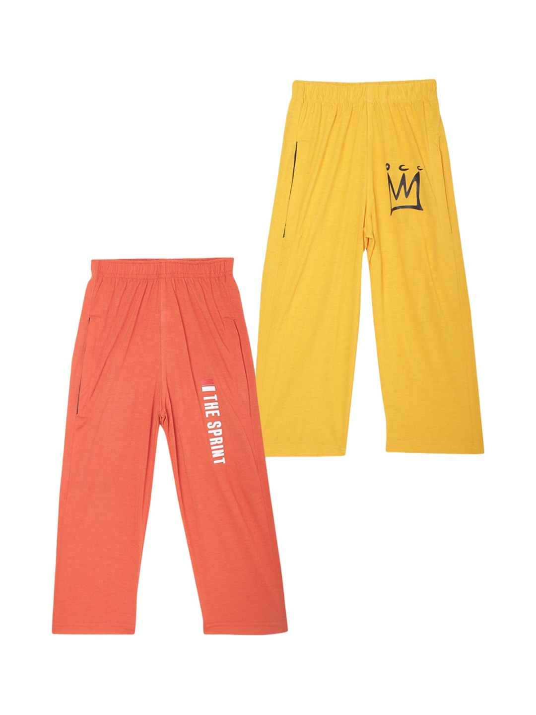 

VIMAL JONNEY Pack Of 2 Kids Printed Mid Rise Track Pants, Yellow