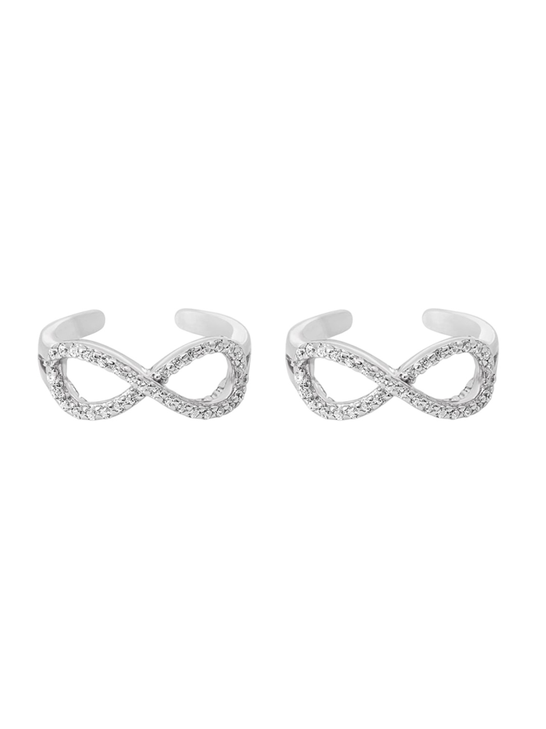 

Nistra Infinite Grace Sterling Silver Rhodium-Plated Cubic Zirconia Toe Rings