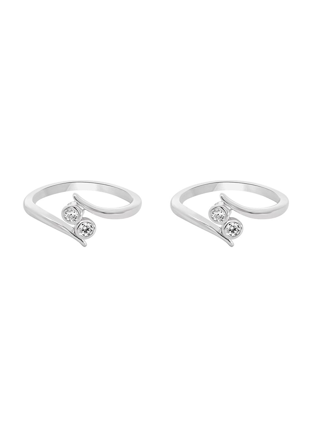 

Nistra Twinkle Twist Sterling Silver Rhodium-Plated Cubic Zirconia Toe Rings