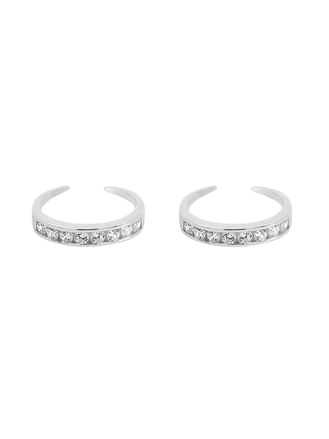 

Nistra StoryLoom Sterling Silver Rhodium-Plated Cubic Zirconia Studded Toe Rings