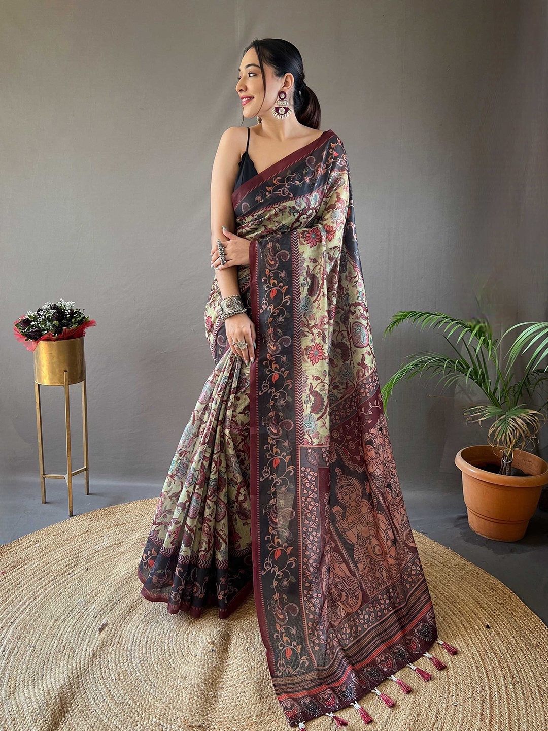 

Panzora Kalamkari Saree, Green