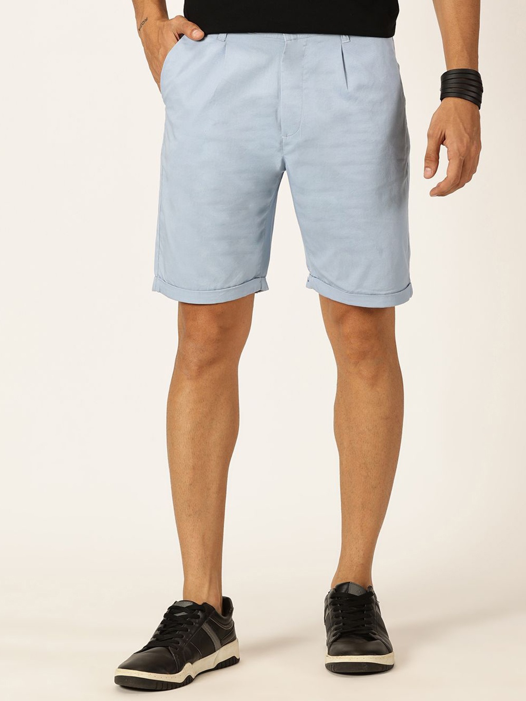 

Thomas Scott Men Mid-Rise Pure Cotton Chino Shorts, Blue