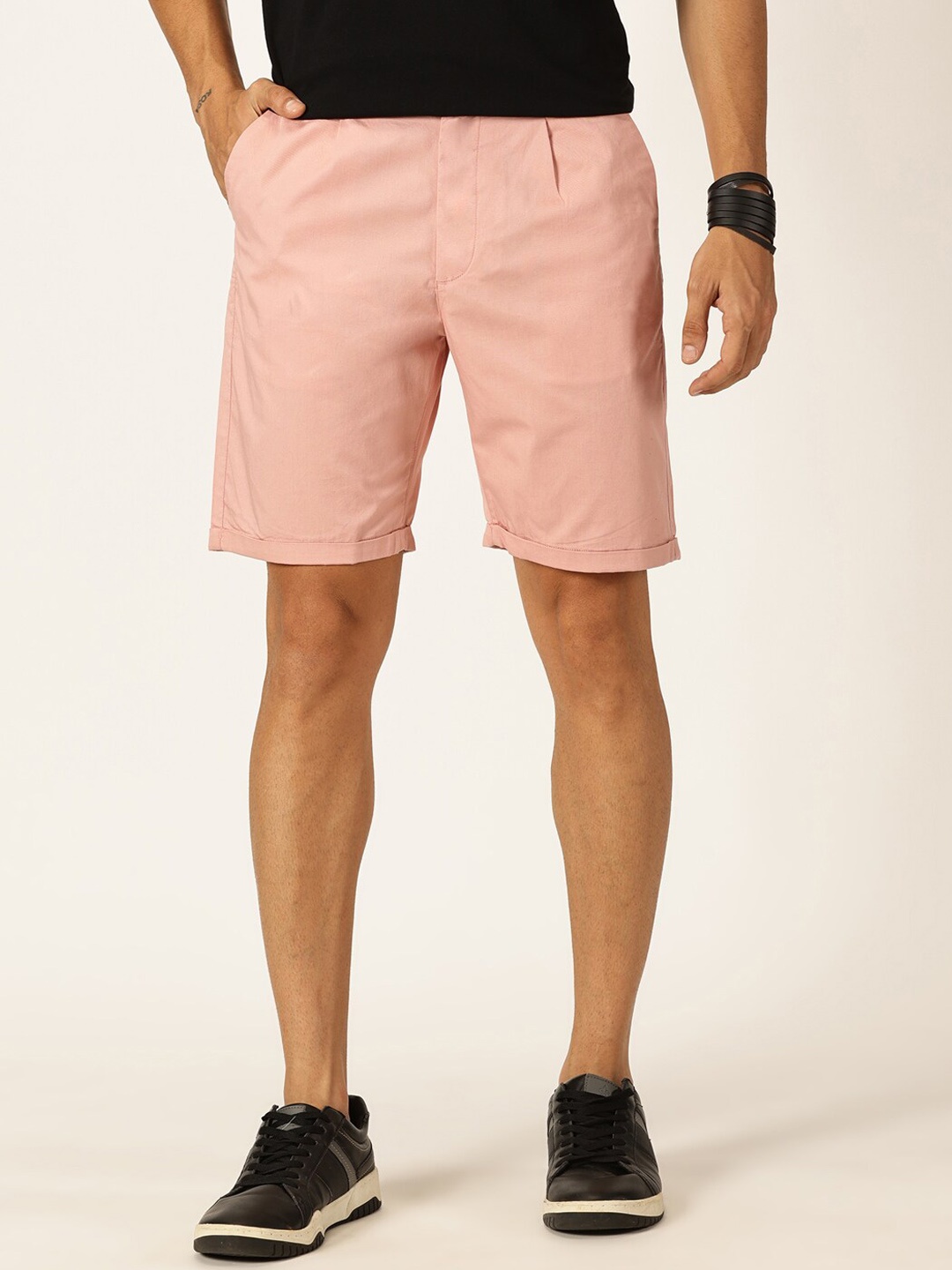 

Thomas Scott Men Mid-Rise Cotton Casual Shorts, Peach