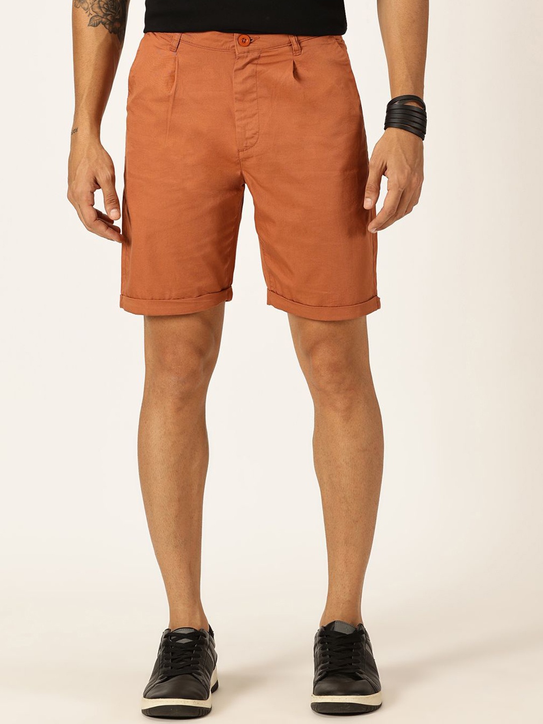 

Thomas Scott Men Mid-Rise Pure Cotton Chino Shorts, Rust