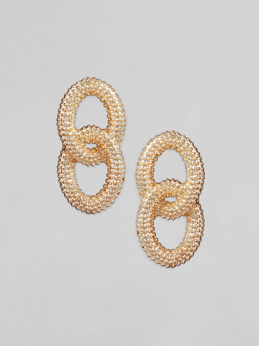 

Rubans 18KT Gold Plated Link Textured Geometric Drop Earrings
