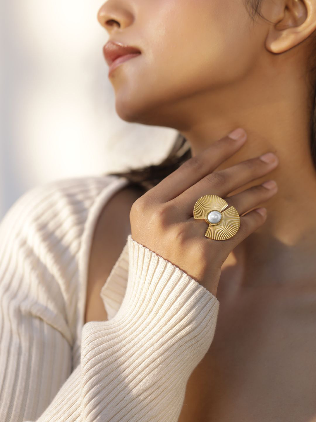 

Rubans Voguish Gold Plated Stainless Steel Waterproof Tarnish-Free Demi-Fine Ring