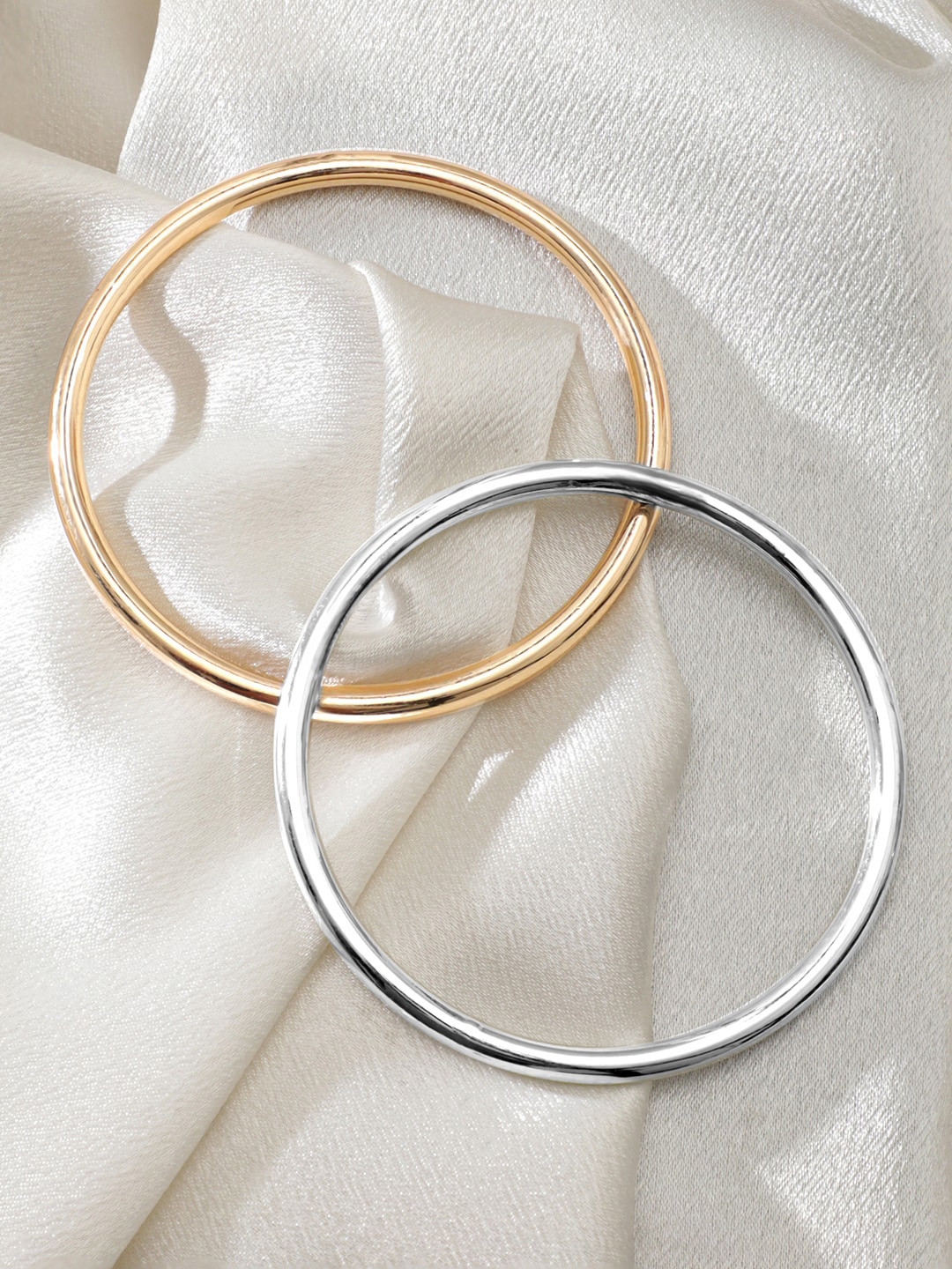 

Rubans Set Of 2 Gold & Silver Plated Bangles