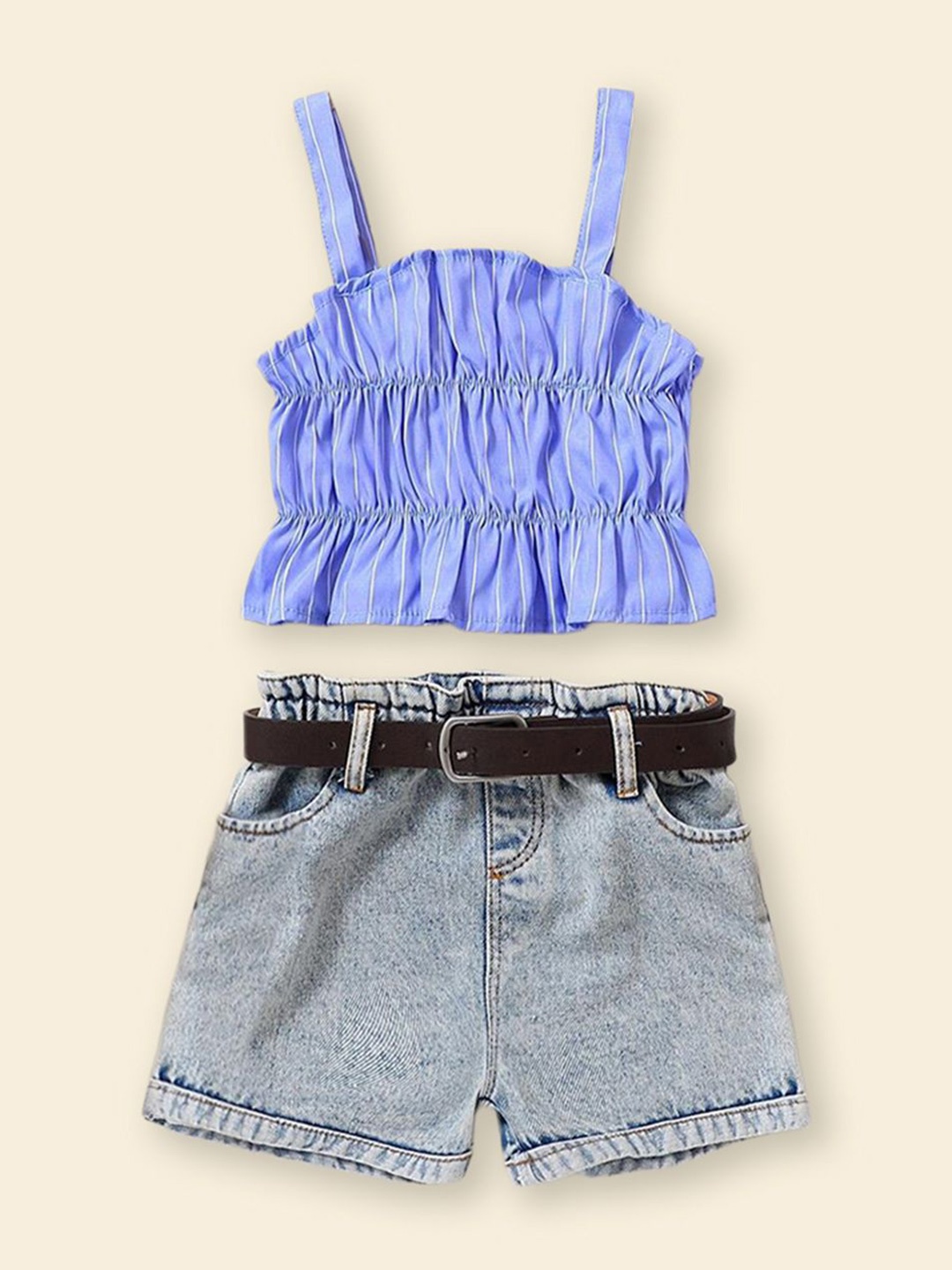 

INCLUD Girls Striped Top With Short, Blue