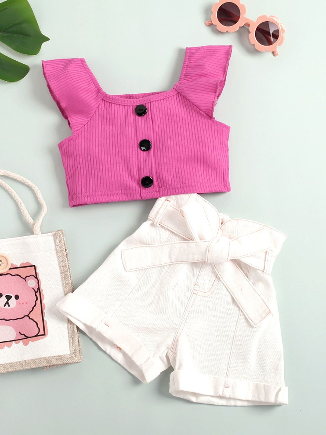 

INCLUD Girls Top With Shorts, Pink