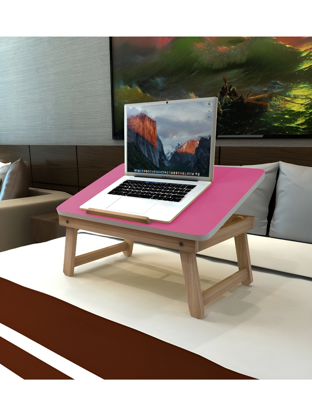 

Pamworld Pink Wooden Portable Laptop Table