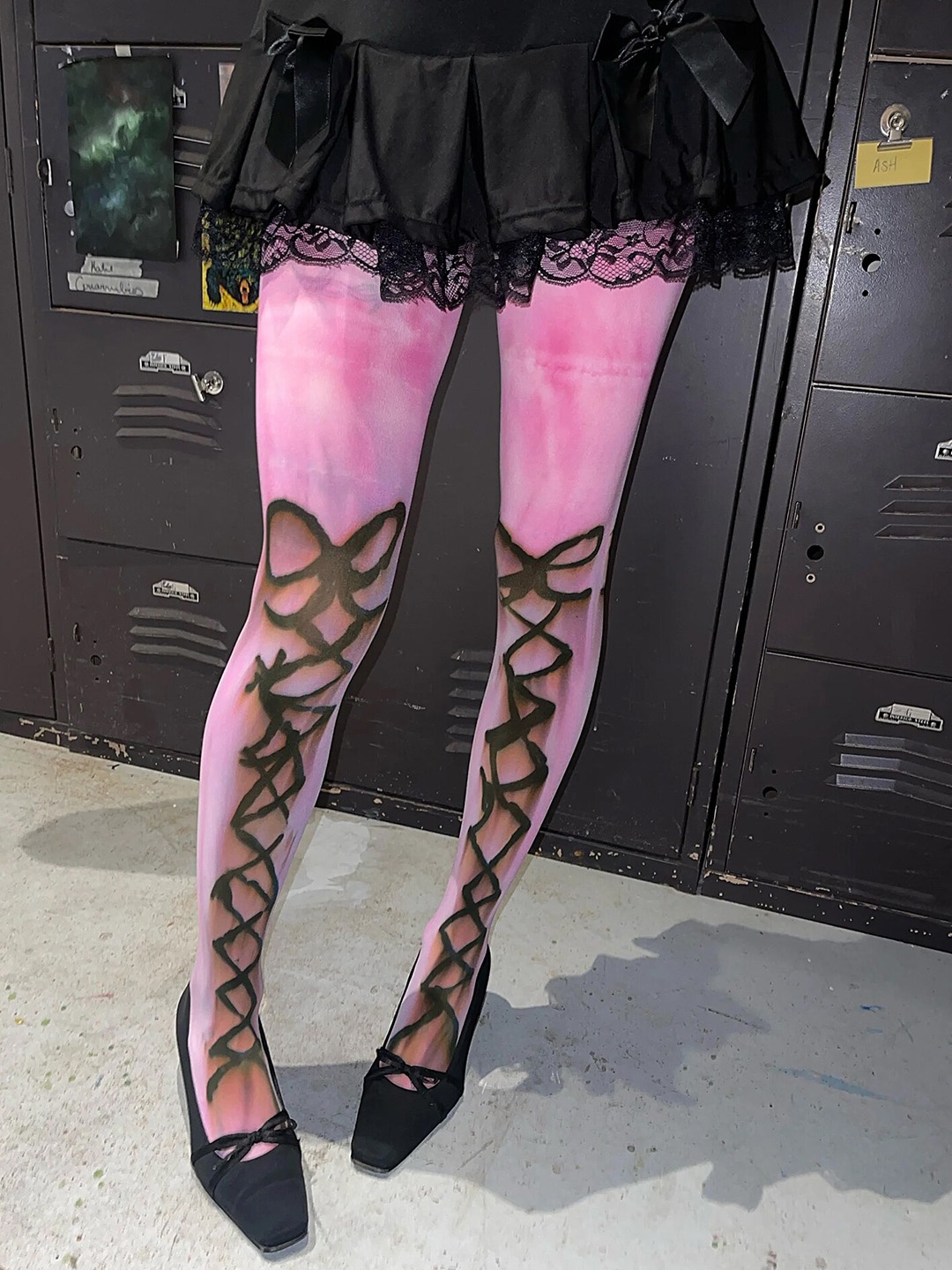 

LULU & SKY Printed Stretchable Mesh Stockings, Pink