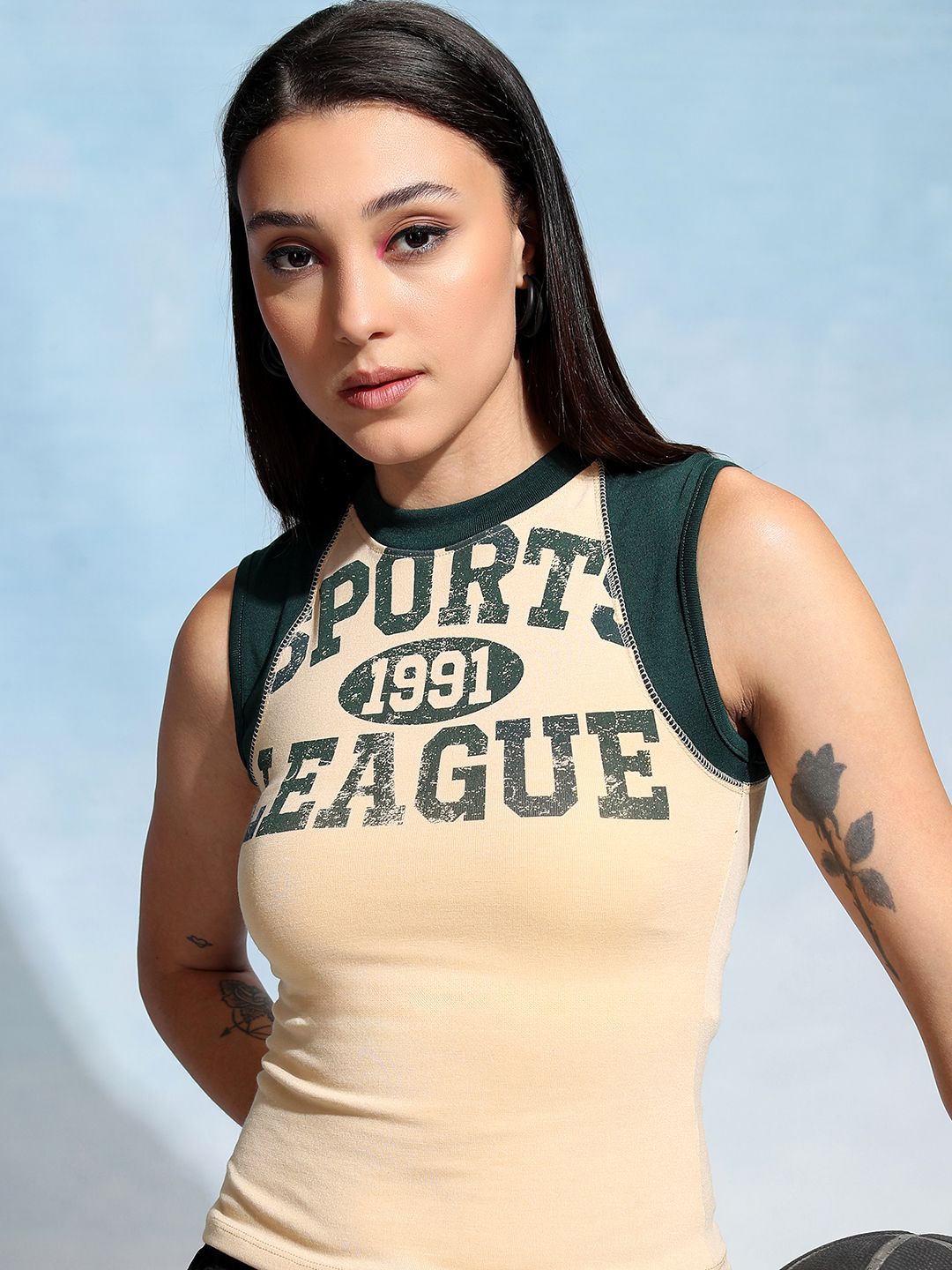 

Street By Tokyo Talkies Typography Printed Top, Beige