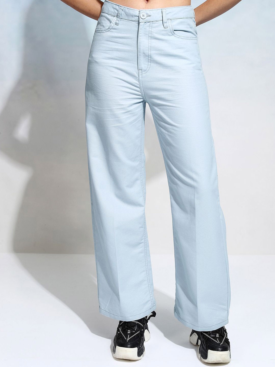 

Tokyo Talkies Women Flared High-Rise Regular Trousers, Blue