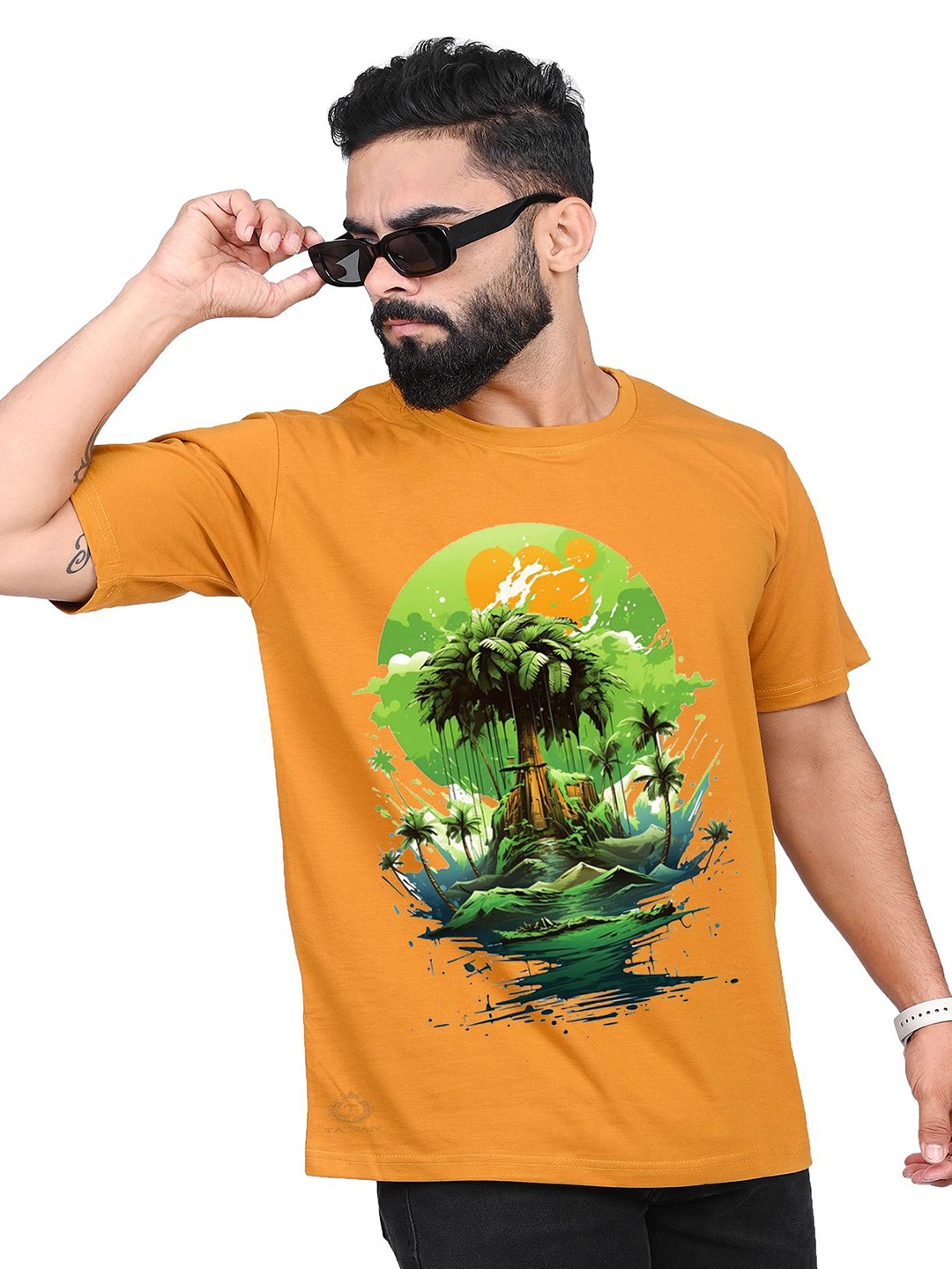 

TAJNAN Men Printed T-shirt, Orange