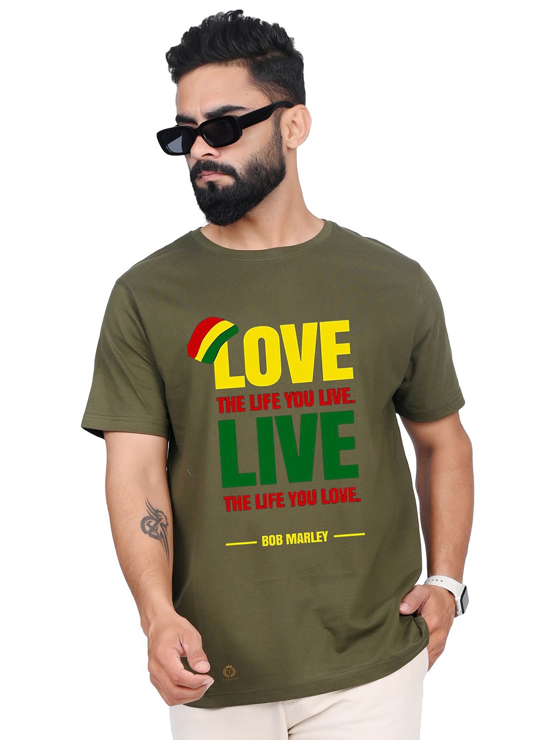 

TAJNAN Men Typography Printed T-shirt, Green