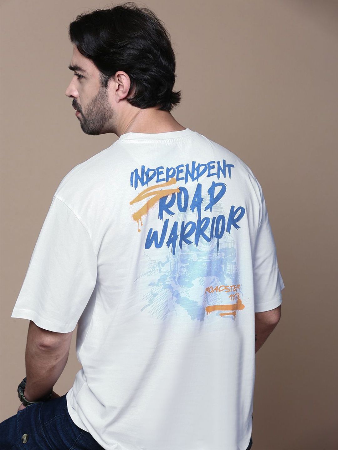 

The Roadster Lifestyle Co Printed Cotton T-Shirt, White