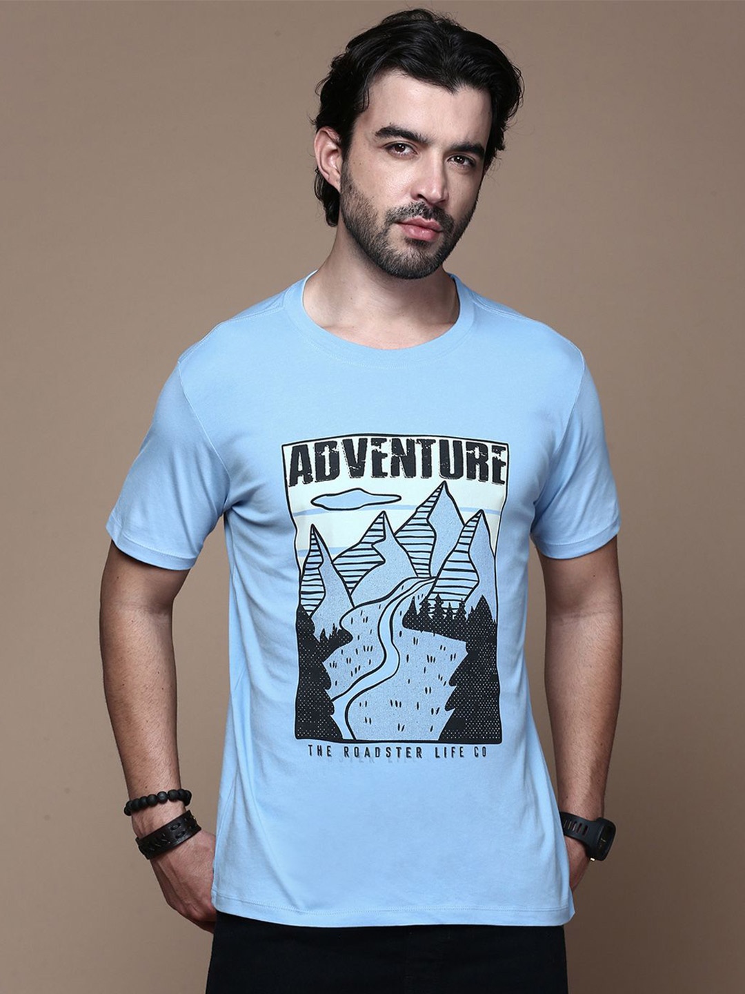 

The Roadster Lifestyle Co Typography Printed Cotton T-Shirt, Blue