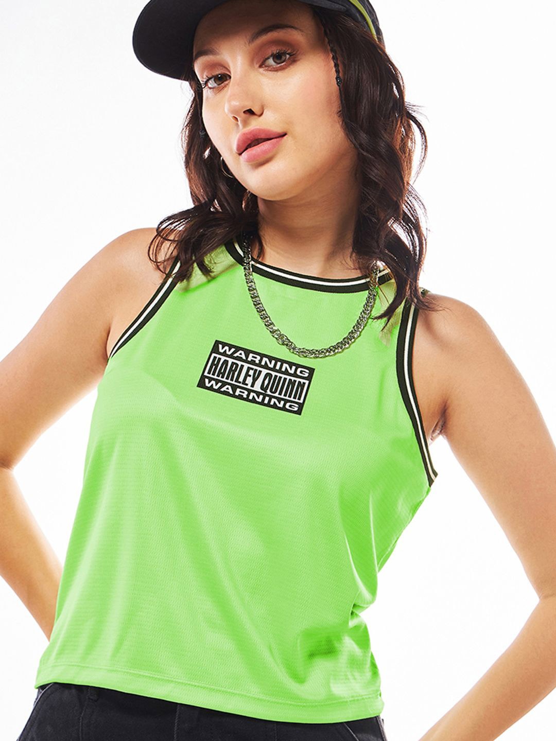 

Bewakoof Graphic Printed Crop Tank Top, Green