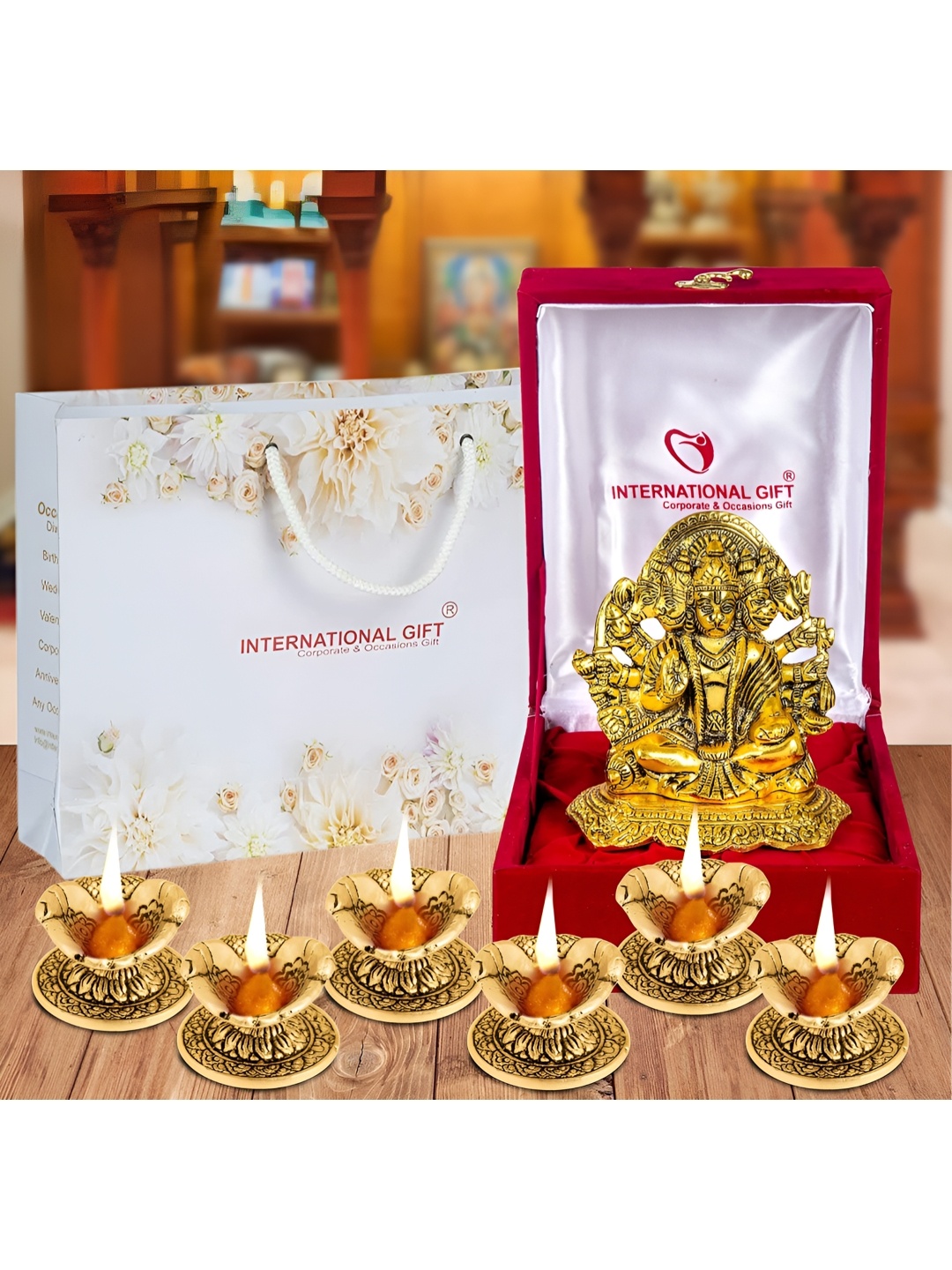 

INTERNATIONAL GIFT Gold-Toned 7 Pieces Religious Idol Showpiece