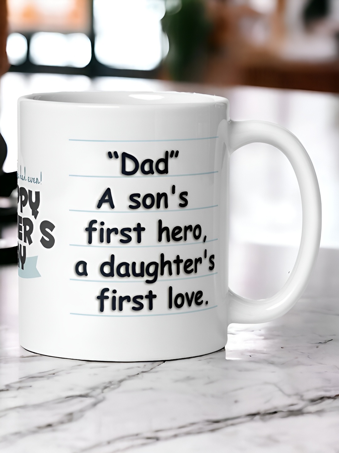 

bettergiftflowers White & Black Father's Day Printed Smooth Surface Glossy Mugs 350 ml