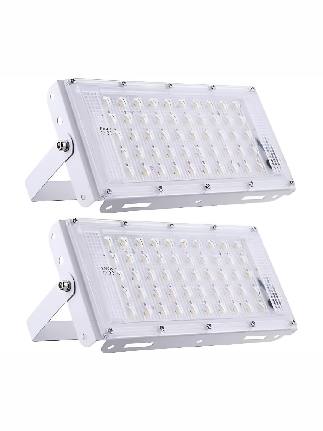 

SPARK WORLD White 2 Pieces Textured Metal Rectangle Shaped Outdoor Lamps