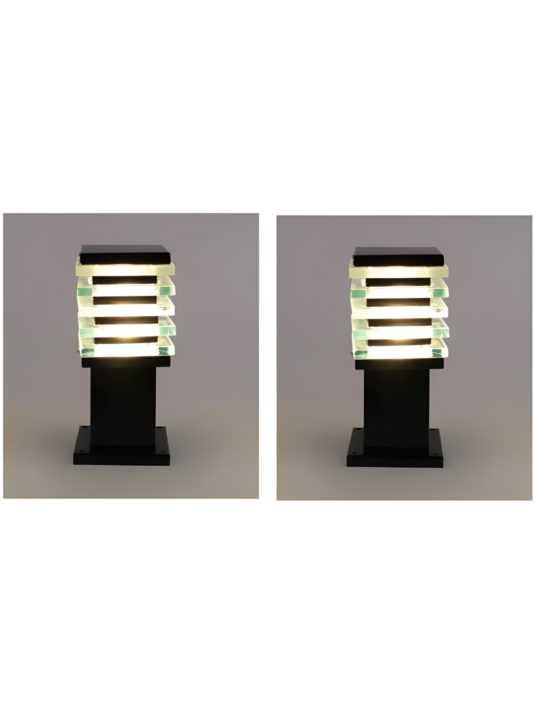 

SPARK WORLD Black 2 Pieces Textured Square Outdoor Lamp