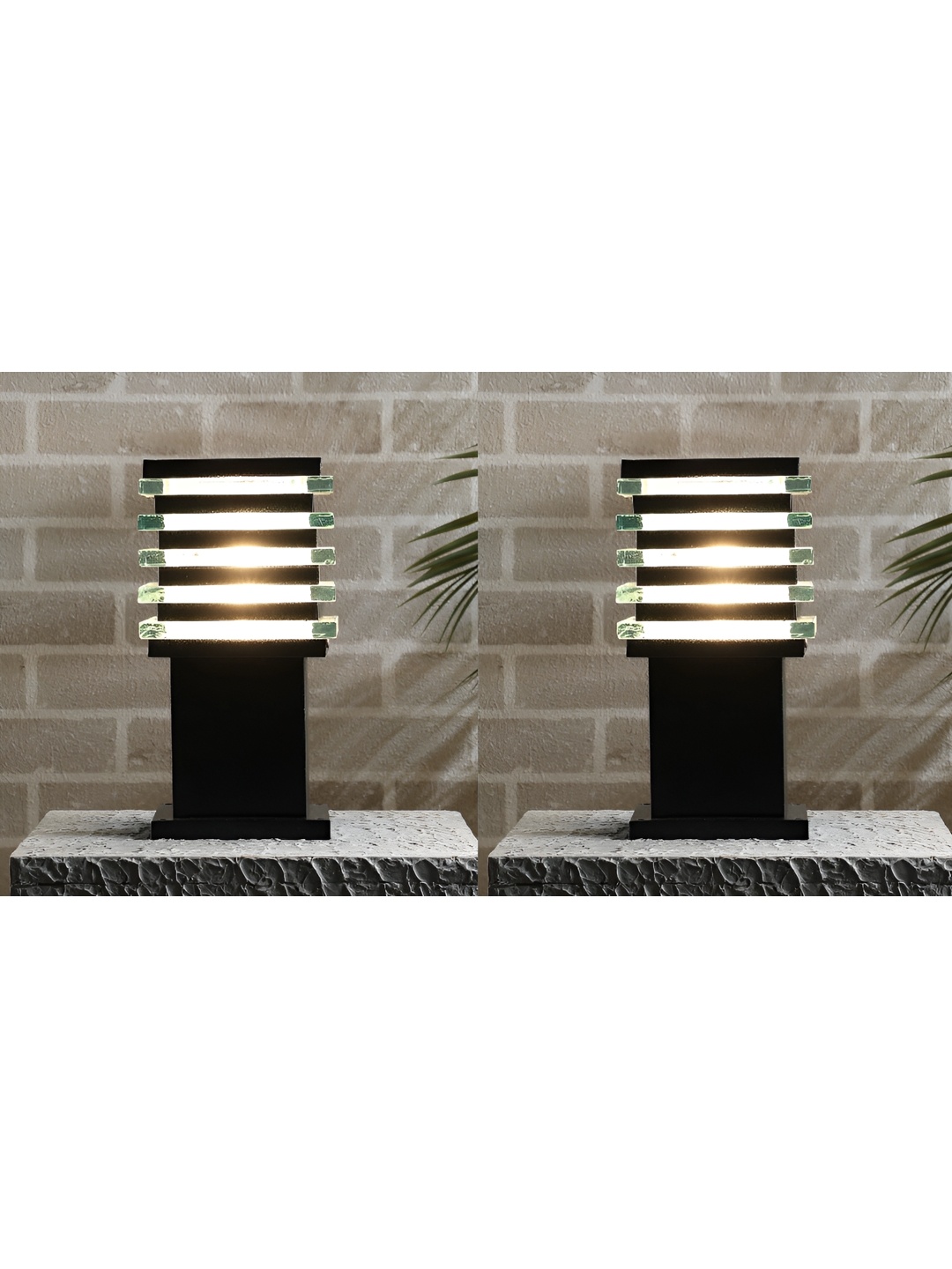 

SPARK WORLD 2-Pcs White Outdoor Lamps, Black