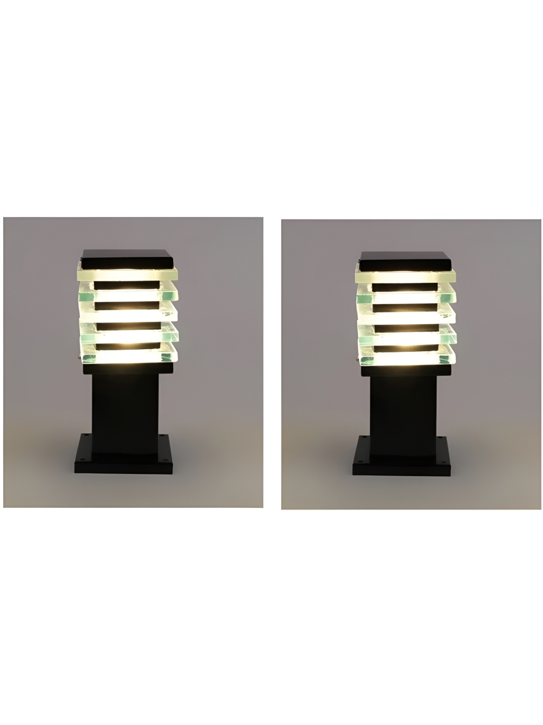 

SPARK WORLD Yellow 2 Pieces Metal Textured Square Outdoor Lamp, Black