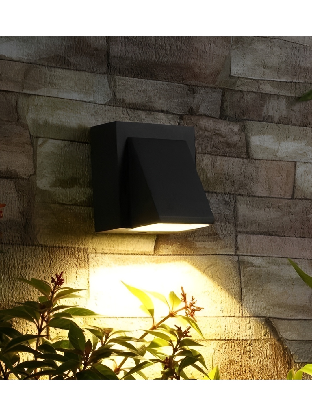 

SPARK WORLD Black & Yellow Square Shaped Metal Outdoor Lamp