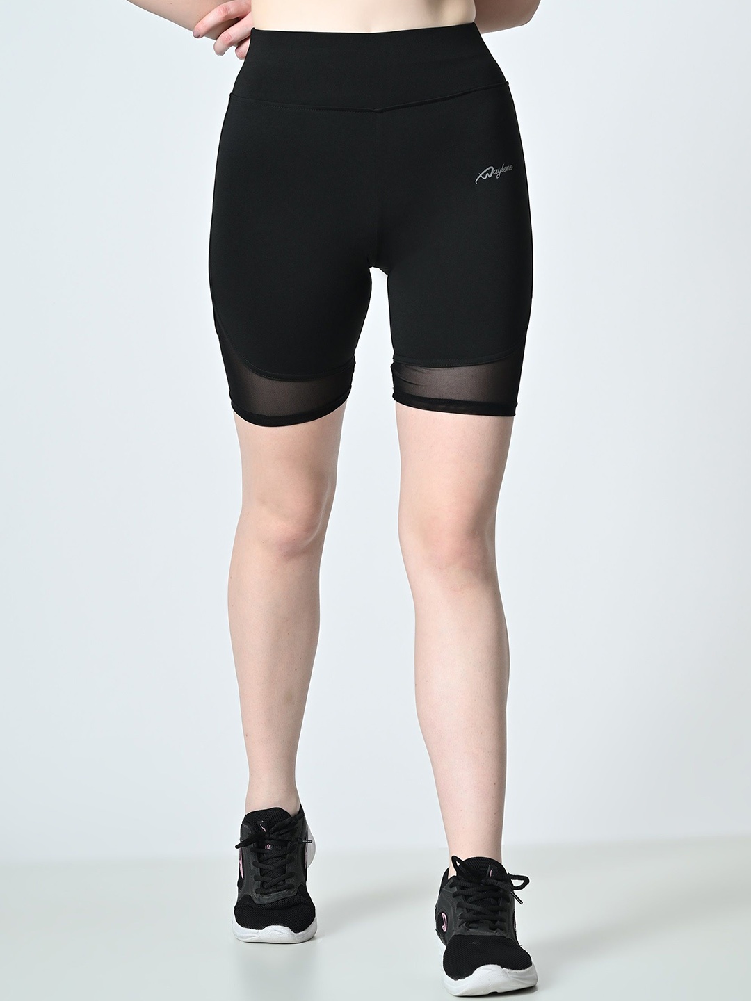 

WAYLENE Women Skinny Fit High-Rise Training or Gym Sports Shorts, Black